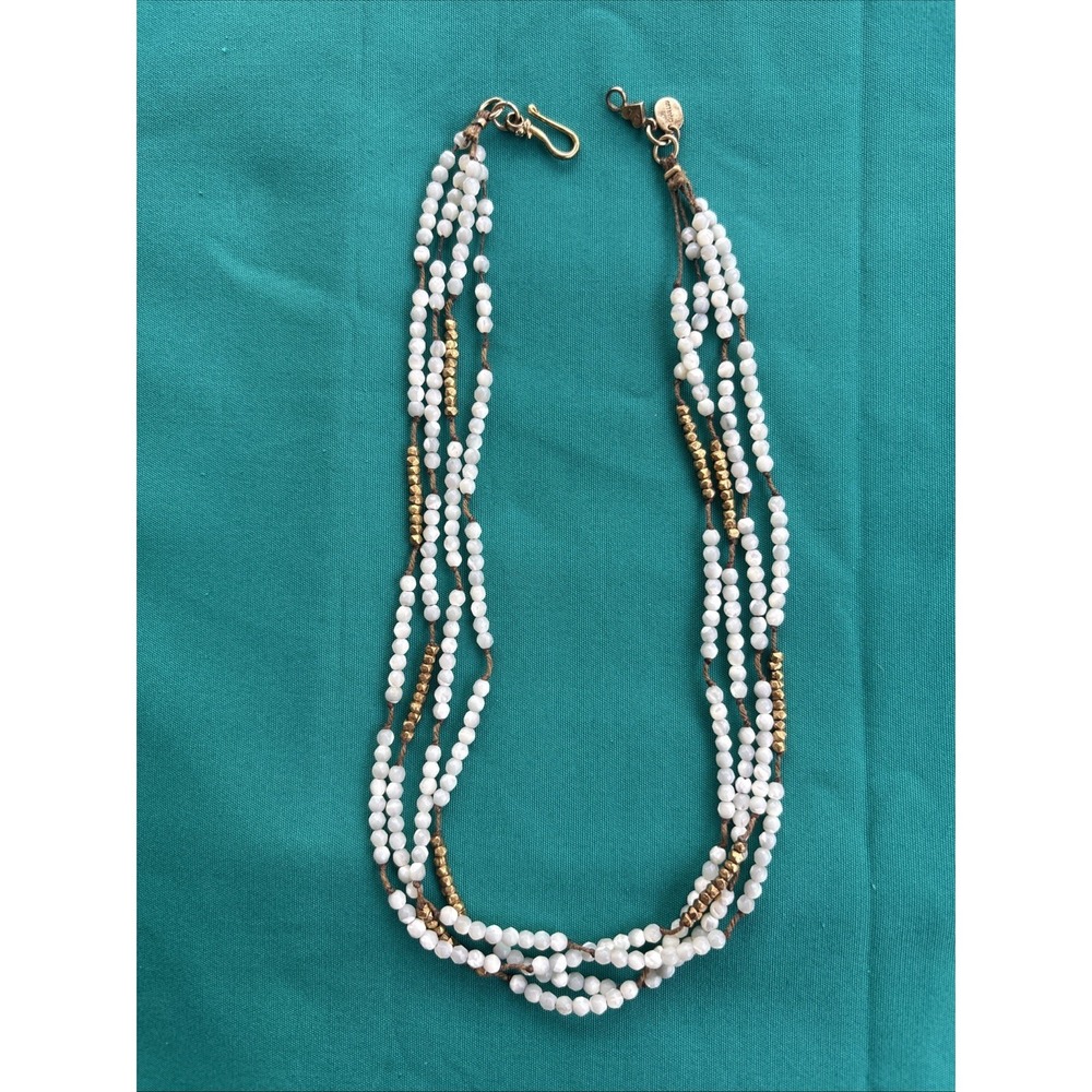 Chan Luu Sterling Beaded Necklace Gold Toned 16 1/2" 4 Strands - Picture 3 of 9
